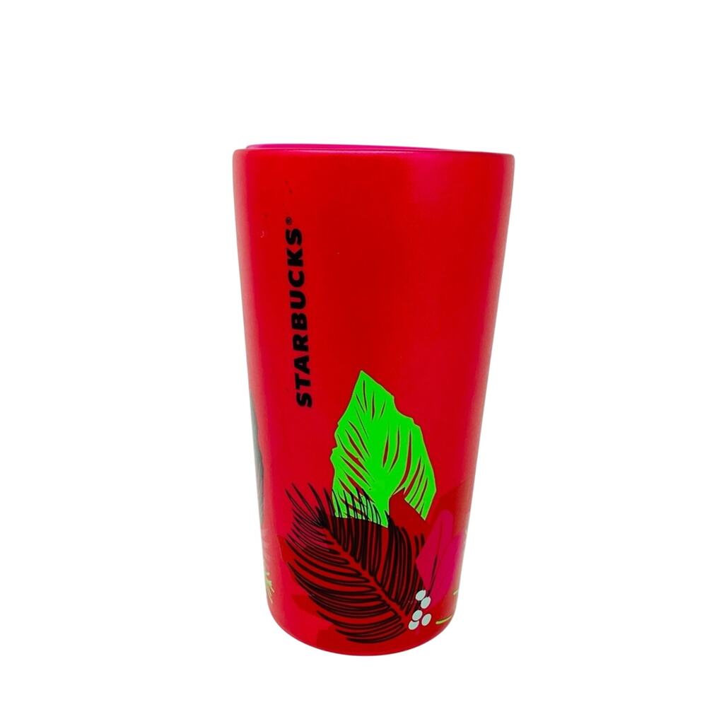 STARBUCKS Holiday Ceramic Tumbler Red Floral Poinsettia *NWT* 2021